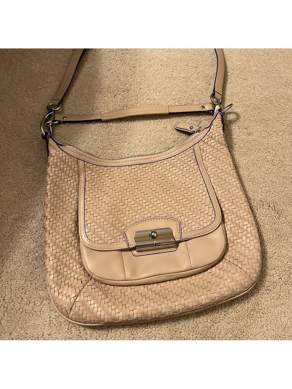 Coach Tan Woven Leather Crossbody